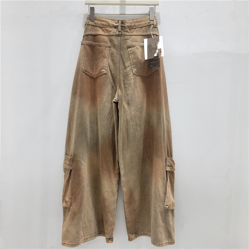 2026 principios de otoño nuevo color café de bolsillo maciajeans jeans de personalidad de mujer jeans