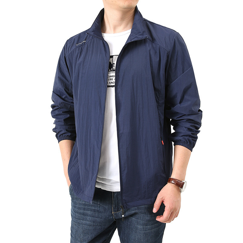 2022 chaqueta de cuello vertical de verano hombre delgada ropa de piel transpirable de mediana edad chaqueta deportiva de verano chaqueta de protección solar hombre