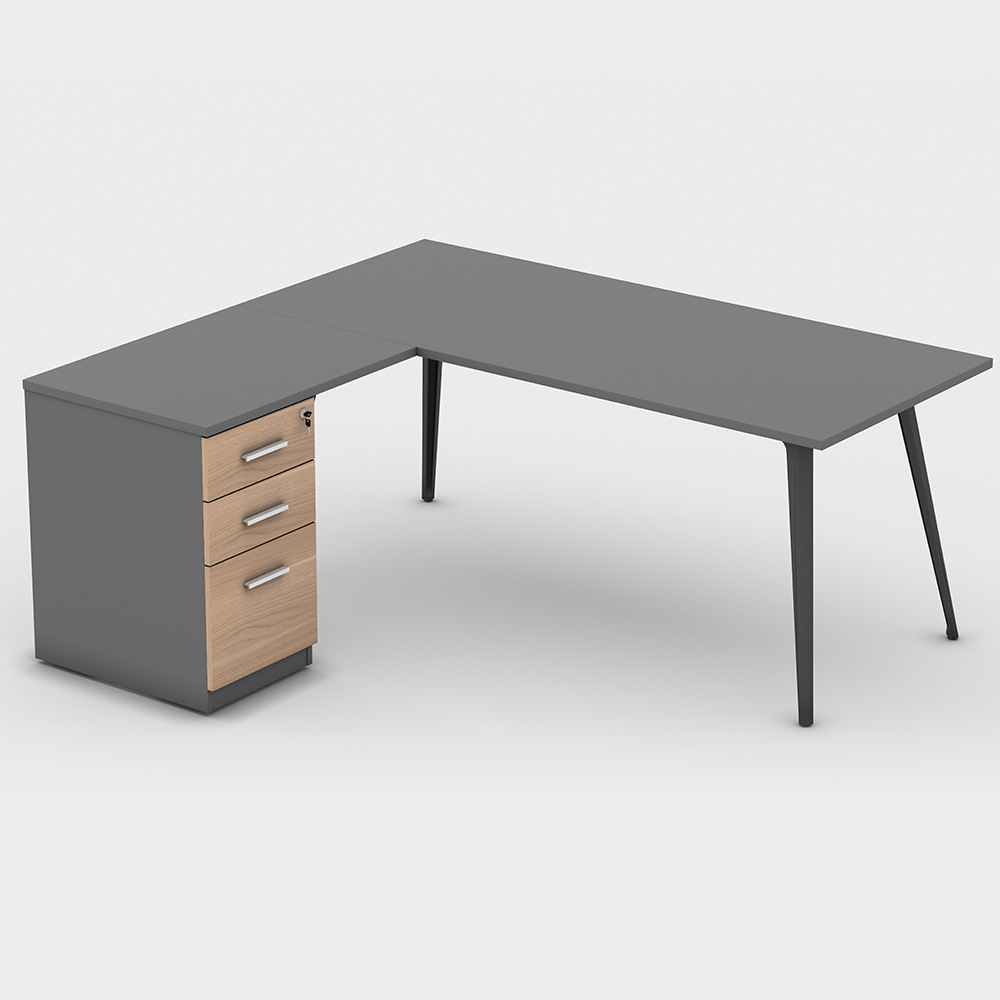 Mesa de jefe, mesa de presidente, mesa de gerente simple, mesa de clase moderna con gabinete lateral, mesa de jefe, fábrica de muebles de fuente