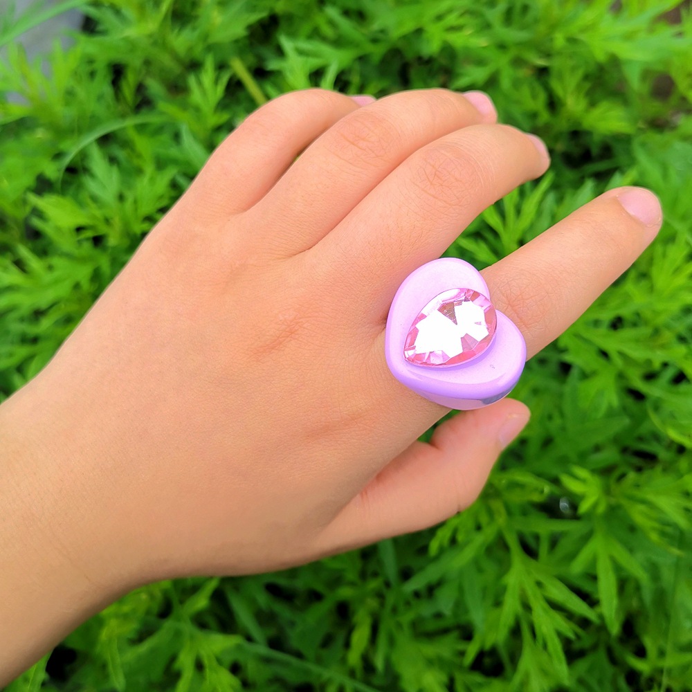 Wholesale Jewelry Geometric Resin Heart-shaped Ring Nihaojewelry display picture 9