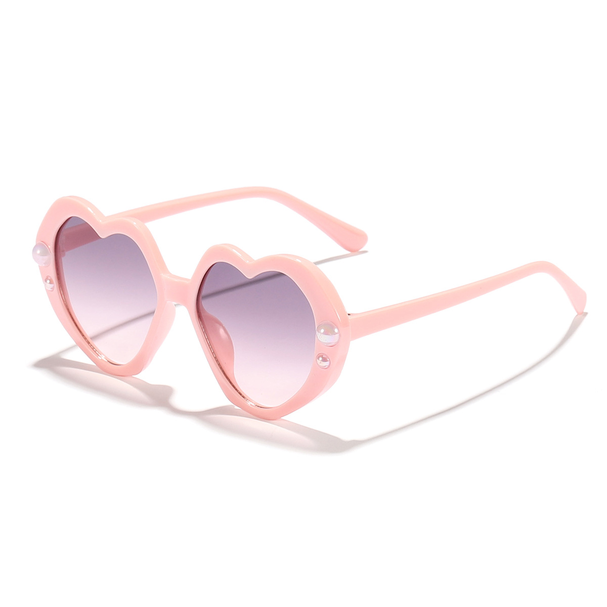 Nuevos accesorios de perlas para niños Gafas de sol con marco de amor de color caramelo Gafas de sol para niños y niñas con decoración de escenario personalizada Gafas de sol
