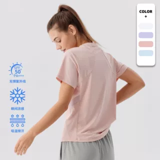 运动速干t恤短袖女健身服速干衣薄防晒冰丝运动户外瑜伽服女上衣