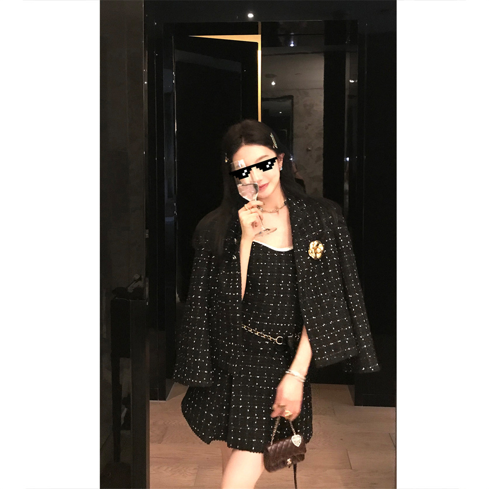 Ouyang Tweed Chanel-Style Jacket for Women, Autumn Loose Retro High-End Petite Short Coat