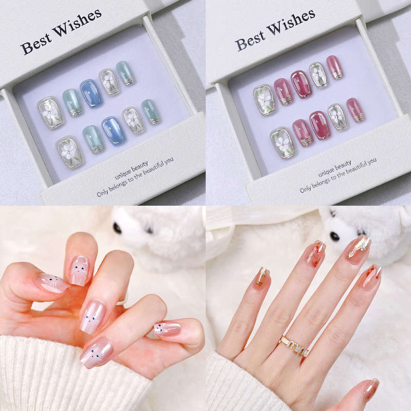 New Style Exquisite Nail Pieces Removable and Long-lasting Students Hand-worn Fake Nail Phototherapy Patch Extend Gentle Nail Art
