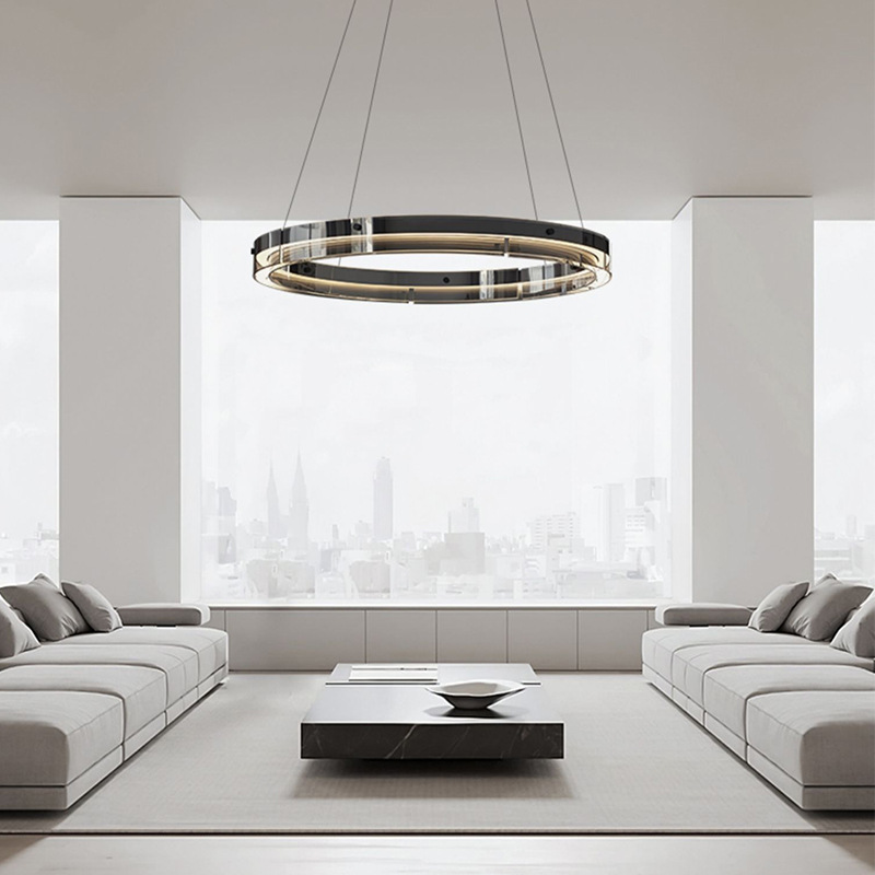 Lámpara de la sala de estar minimalista italiana moderna anillo de vidrio minimalista nórdico de alta gama comedor modelo de dormitorio lámpara de habitación