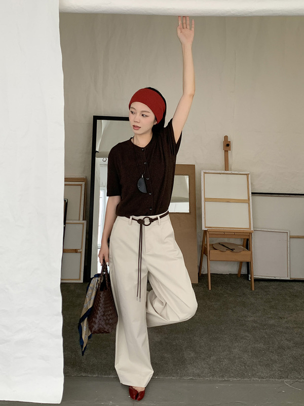 ICC 极简自在 简约轻通勤中缝分割立体弯刀休闲裤女秋季新款0912|undefined