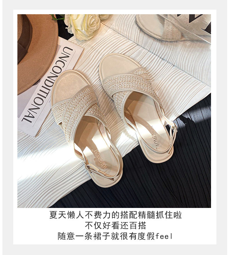 Dép sandal nữ quai chéo mũi tròn hở ngón đế dày phối màu, đế cao 3 cm — Màu Mơ (Dép lê), Màu Mơ (dép), Màu nâu (dép), Màu đen (dép) chi tiết 20