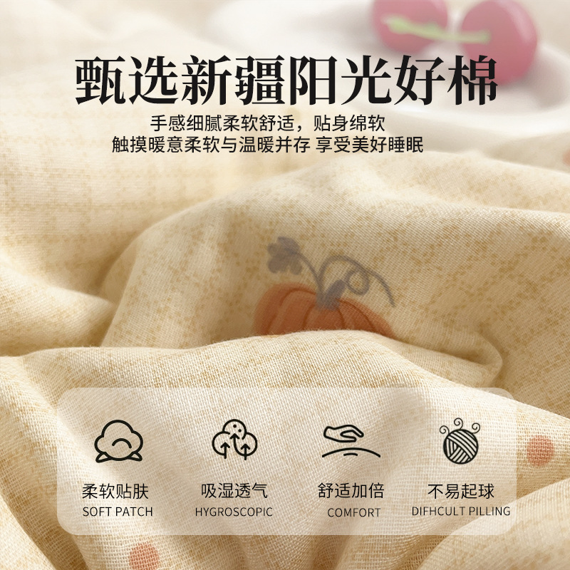 Juego de cuatro piezas de cama de algodón de hilo de doble capa 2025 nueva funda de edredón de sábana ropa de cama de dormitorio de estilo pastoral