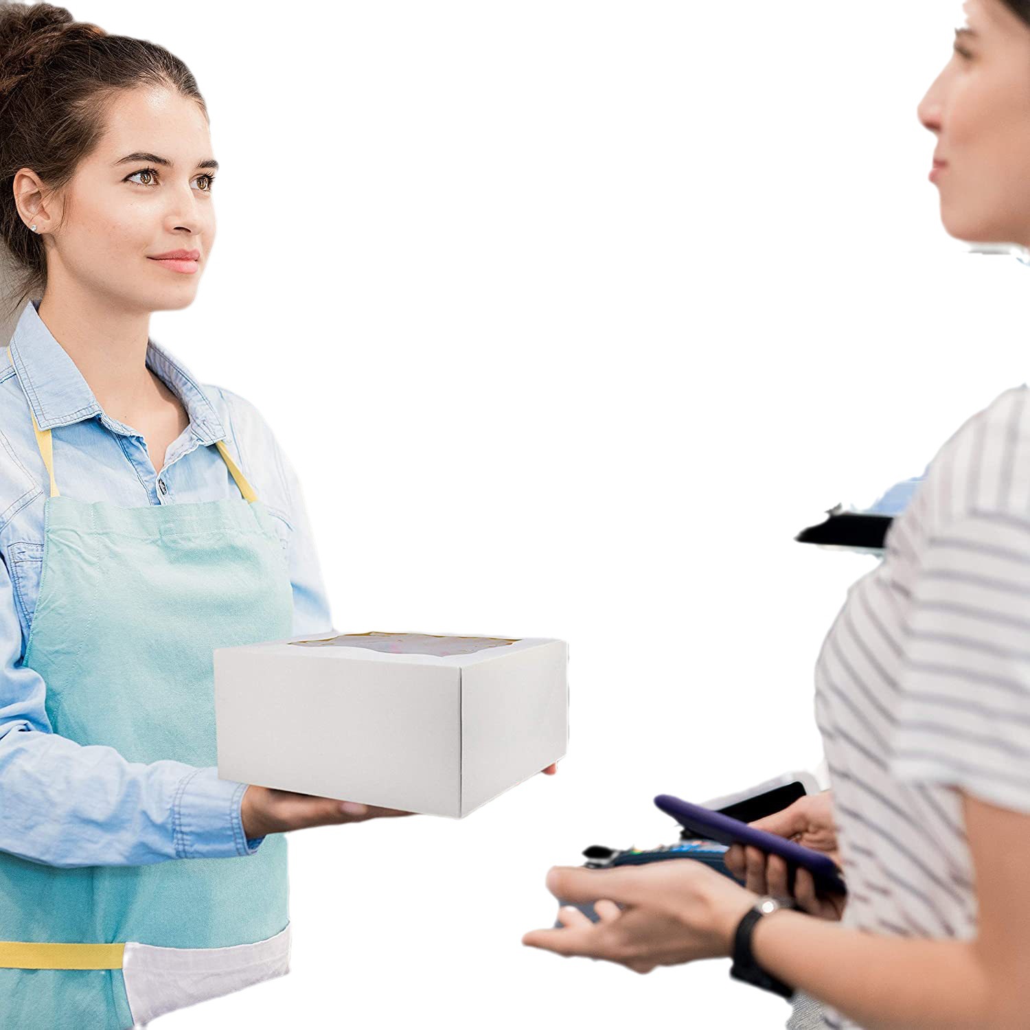 Caja de pastel de taza de ventana abierta caja de pastel de mousse portátil caja de embalaje de postre occidental caja adhesiva de cuatro esquinas Amazon