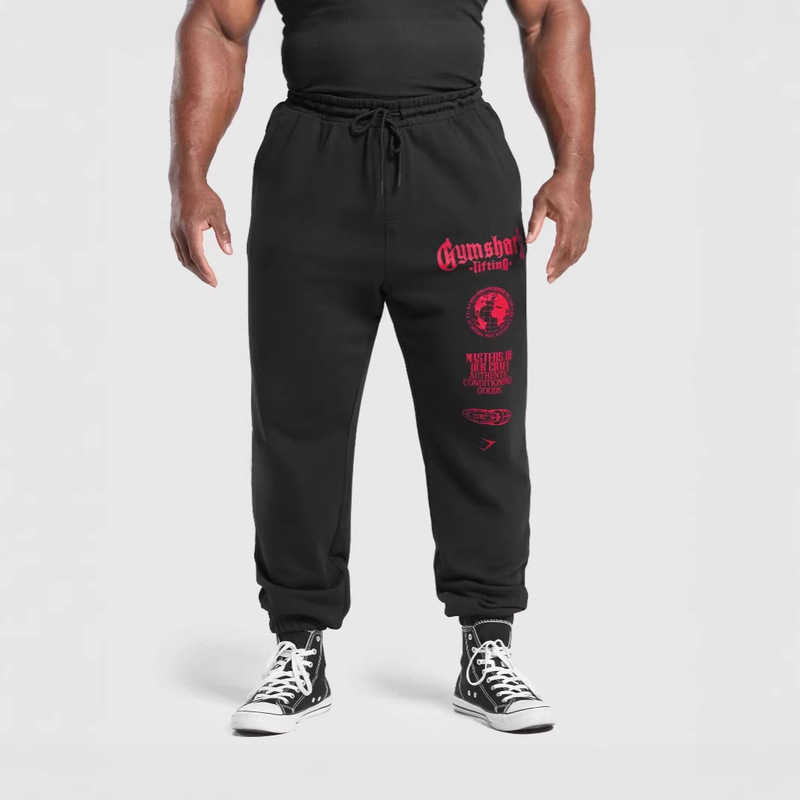 Gymshark Men's Sports Pants Joggers Gym Muscle Bodybuilding Casual Pants Cotton Printed Long Pants