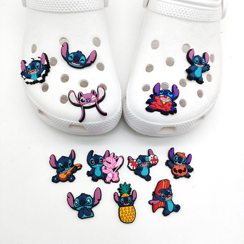 [Stitch Series] Cute Croc Shoe Accessories Cartoon DIY Shoe Flower Shoe Buckle Garden Shoe Accessory Buckle