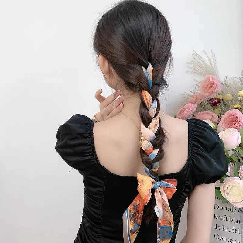 Retro Hair Scarf Ribbon Bow, French-Style Headband Neckerchief, Universal Autumn, 9 Colors