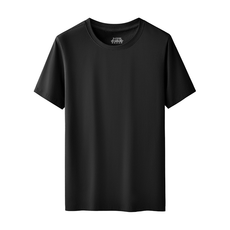 Camiseta de manga corta para hombre de primavera y verano de algodón de Xinjiang, top, cuello redondo, color sólido, camisa de fondo deportiva informal de media manga transpirable delgada