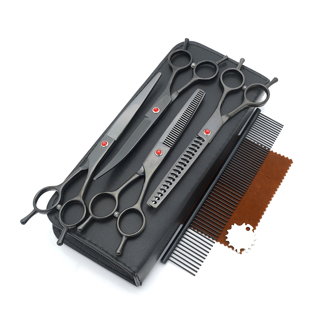 Tijeras para mascotas, tijeras de corte de pelo para perros, tijeras de dientes delgadas profesionales, tijeras de corte de pelo, tijeras de pelaje, juego de herramientas de limpieza