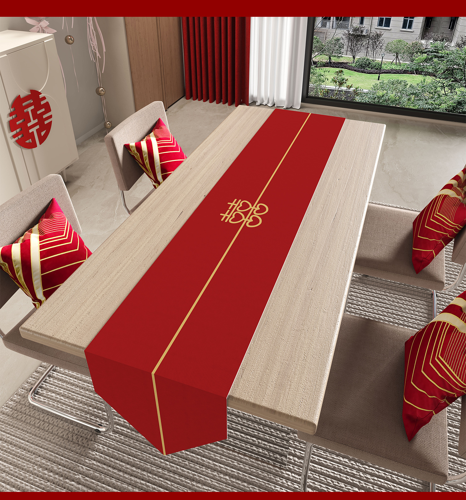 婚嫁喜庆桌旗红色床旗长形多款桌布中式婚礼茶几电视柜布中国风-阿里巴巴
