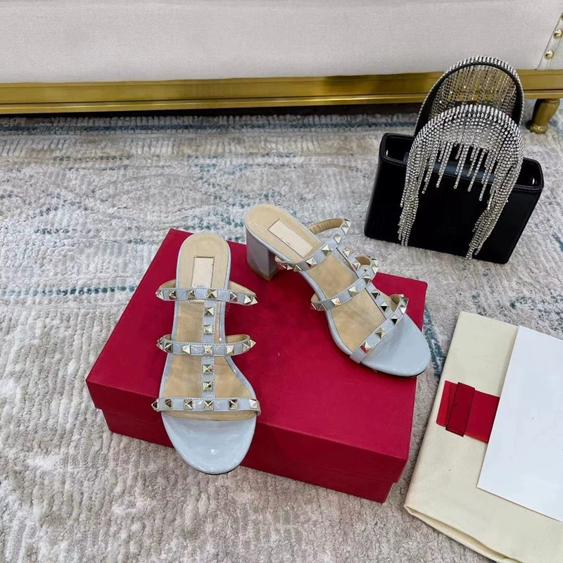 Haze Blue Patent Leather Thick Heel