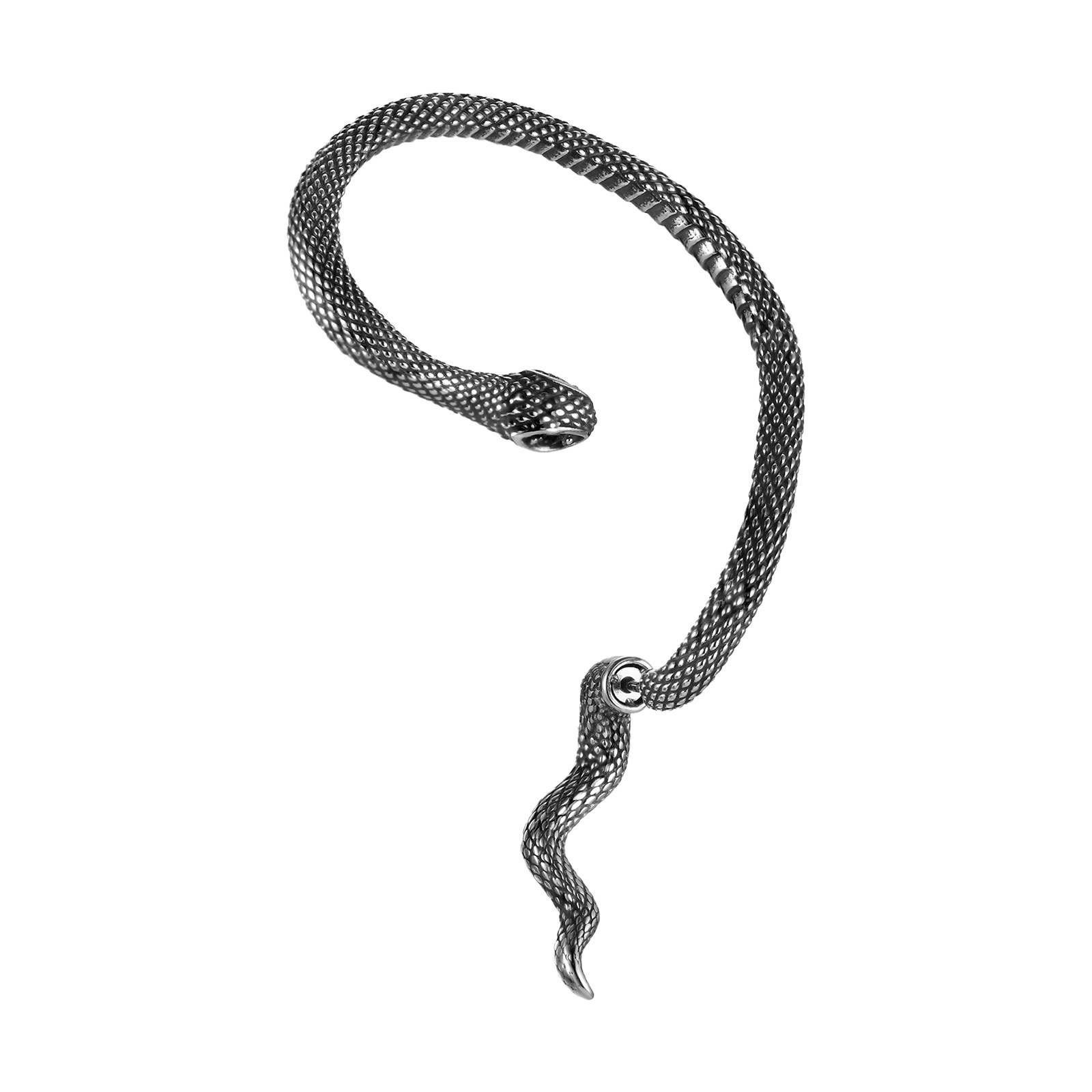 Pendiente hombre serpiente oreja izquierda acero inoxidable_voghion.com