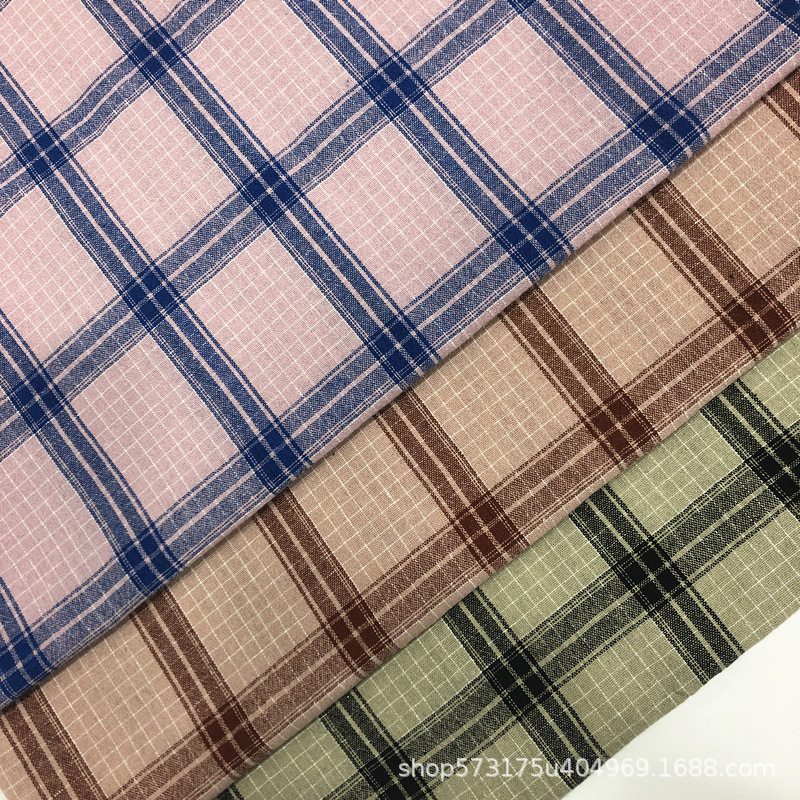 春夏款 21支全棉水洗色织格子布 童装 衬衫 连衣裙 睡衣面料