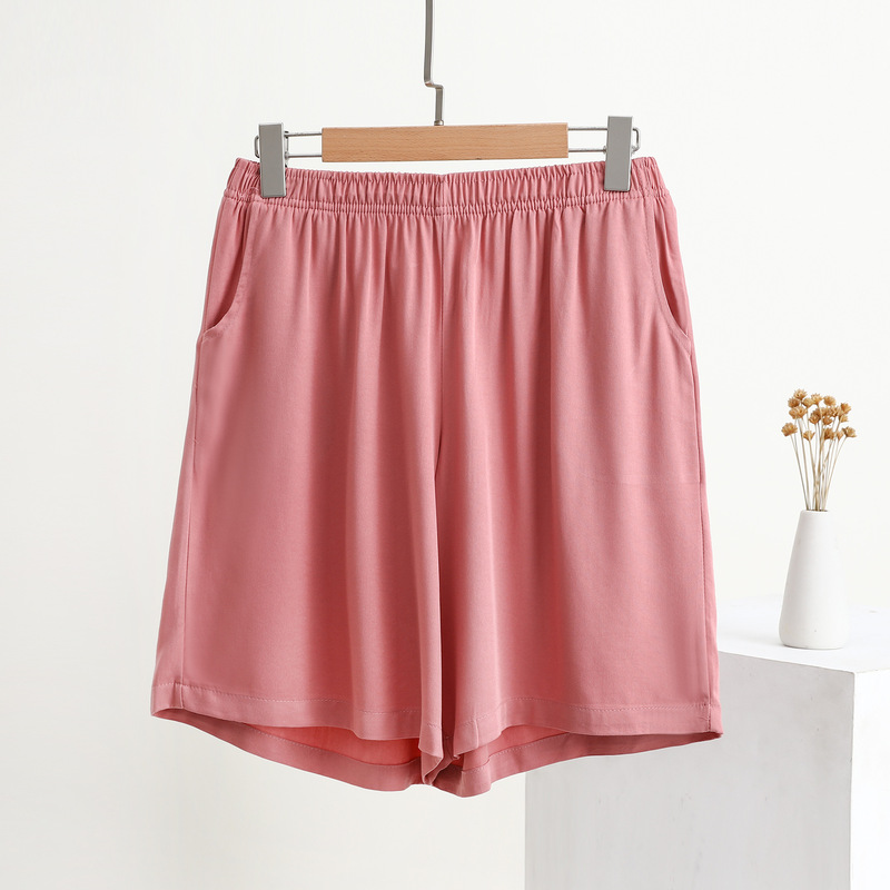 Twill Cotton Shorts for Women, Summer Thin Style, Loose High-Waisted, Solid Color, Casual, Suitable for Home and Outdoor Wear, Artificial Cotton Five-Point Pants