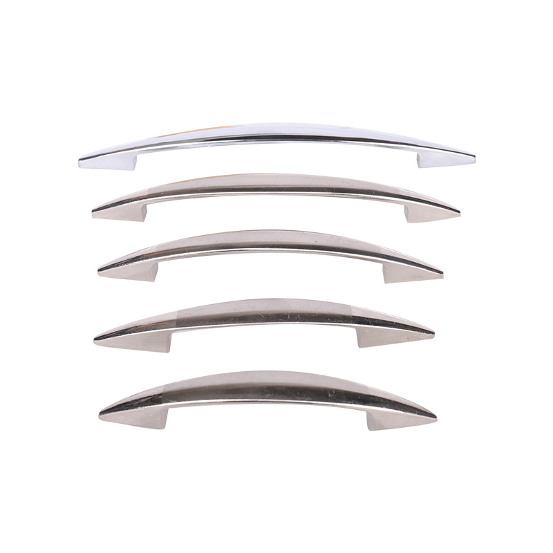 Aleación de zinc curva mango de muebles de hardware de ingeniería mango de puerta de armario negro mango de puerta de armario moderno simple plateado image 3