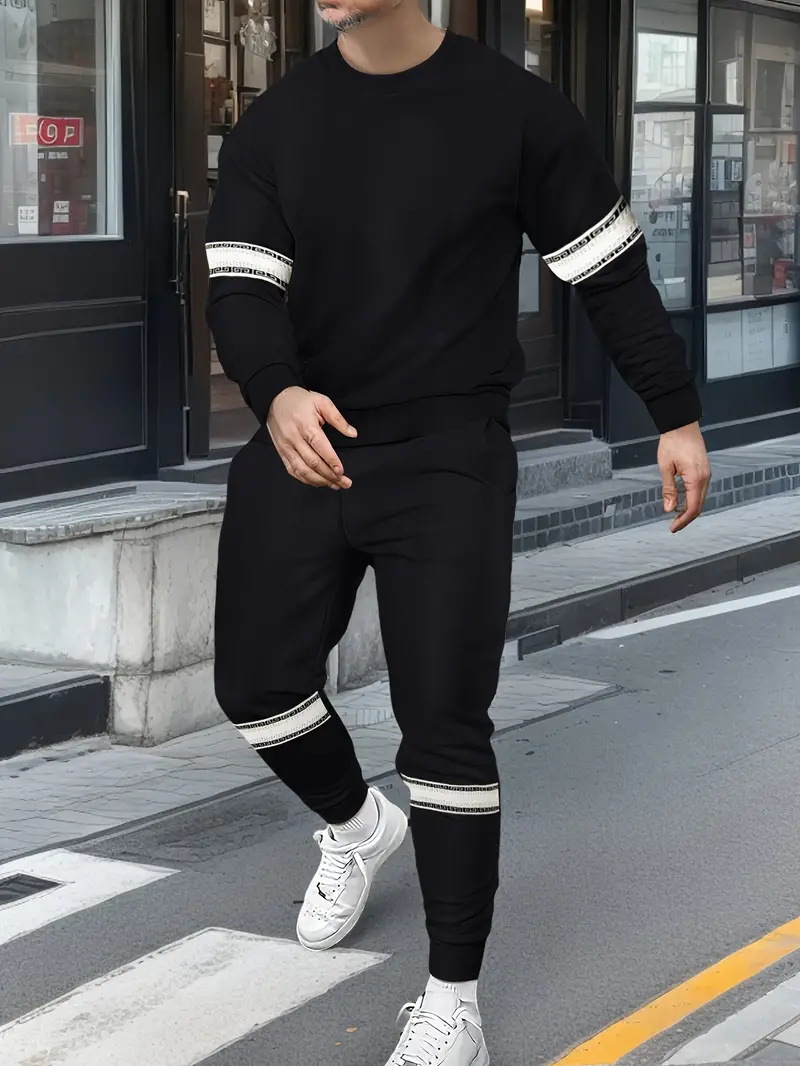 Comercio exterior transfronterizo Europa y América 3D impresión digital retro cuello redondo suéter pantalones traje ME1-ML1