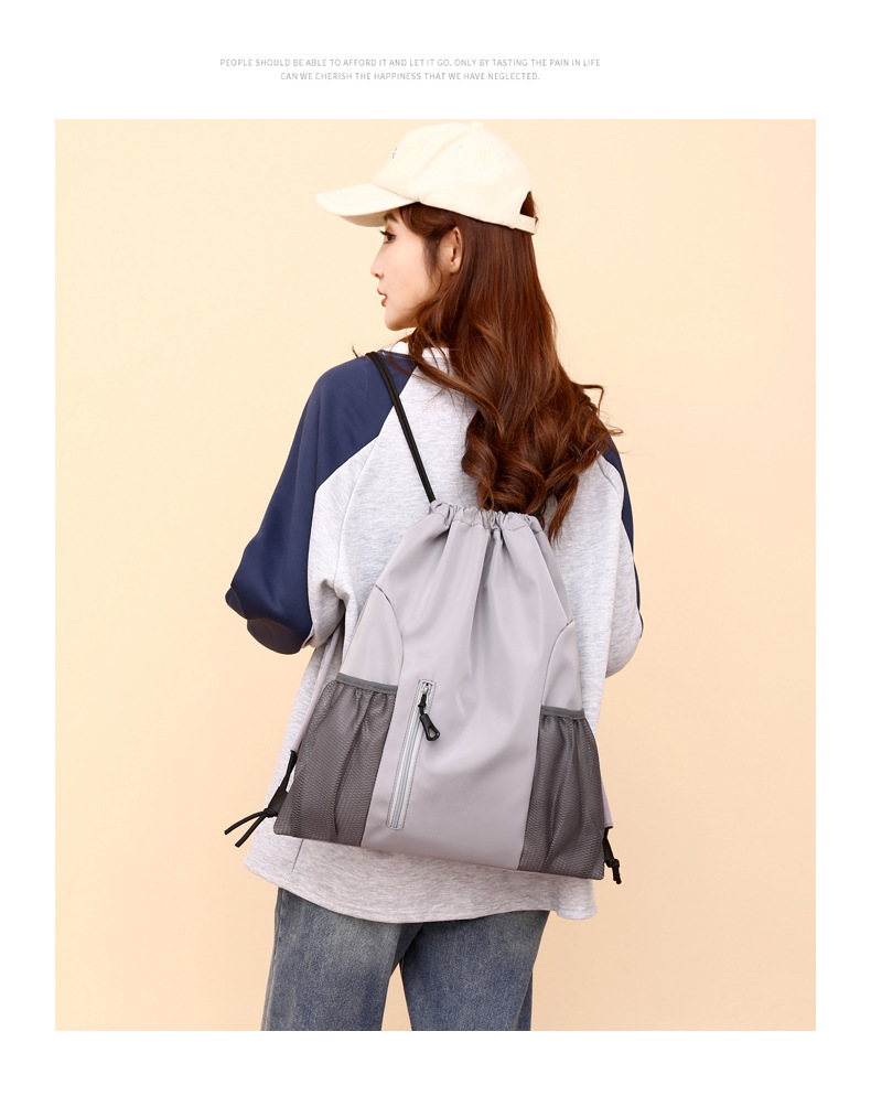 Waterproof Solid Color Casual Holiday Drawstring Backpack display picture 4