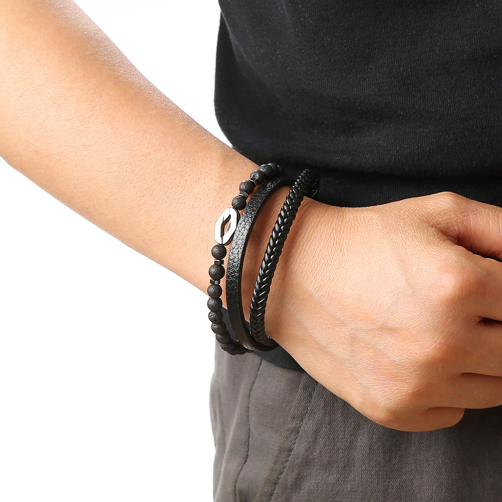 Herrenarmband Aus Leder Und Tigerauge Mit Magnetverschluss_voghion.com