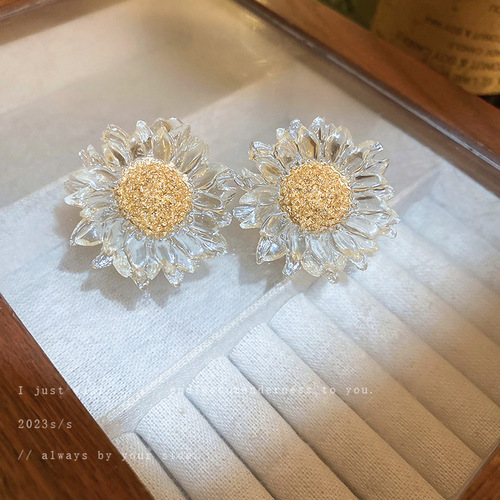 Silver needle fashion diamond flower love pearl tassel earrings fresh and sweet earrings high-end new earrings for women