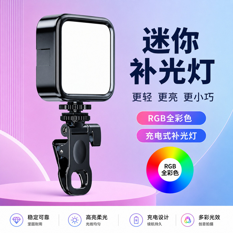 Square Mini Soft Light for Mobile Phone Live Streaming Photography, Handheld Colorful Adjustable RGB Pocket Fill Light Square Mini Soft Light for Mobile Phone Live Streaming Photography, Handheld Colorful Adjustable RGB Pocket Fill Light