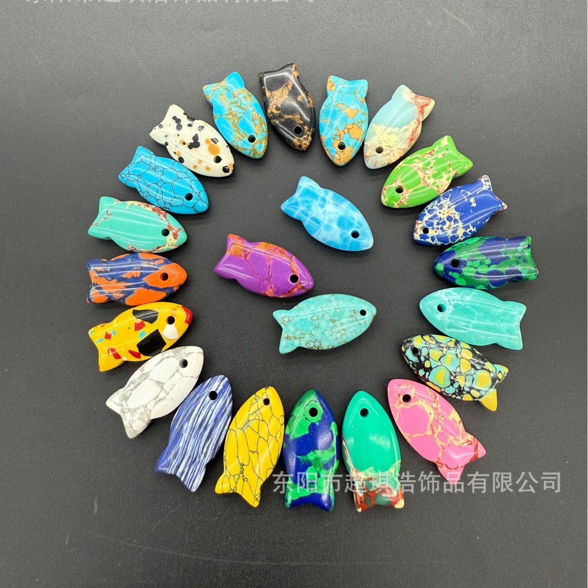 Turquoise mixed color fish pendant ornament, creative animal earrings, necklace accessories, keychain necklace pendant accessories