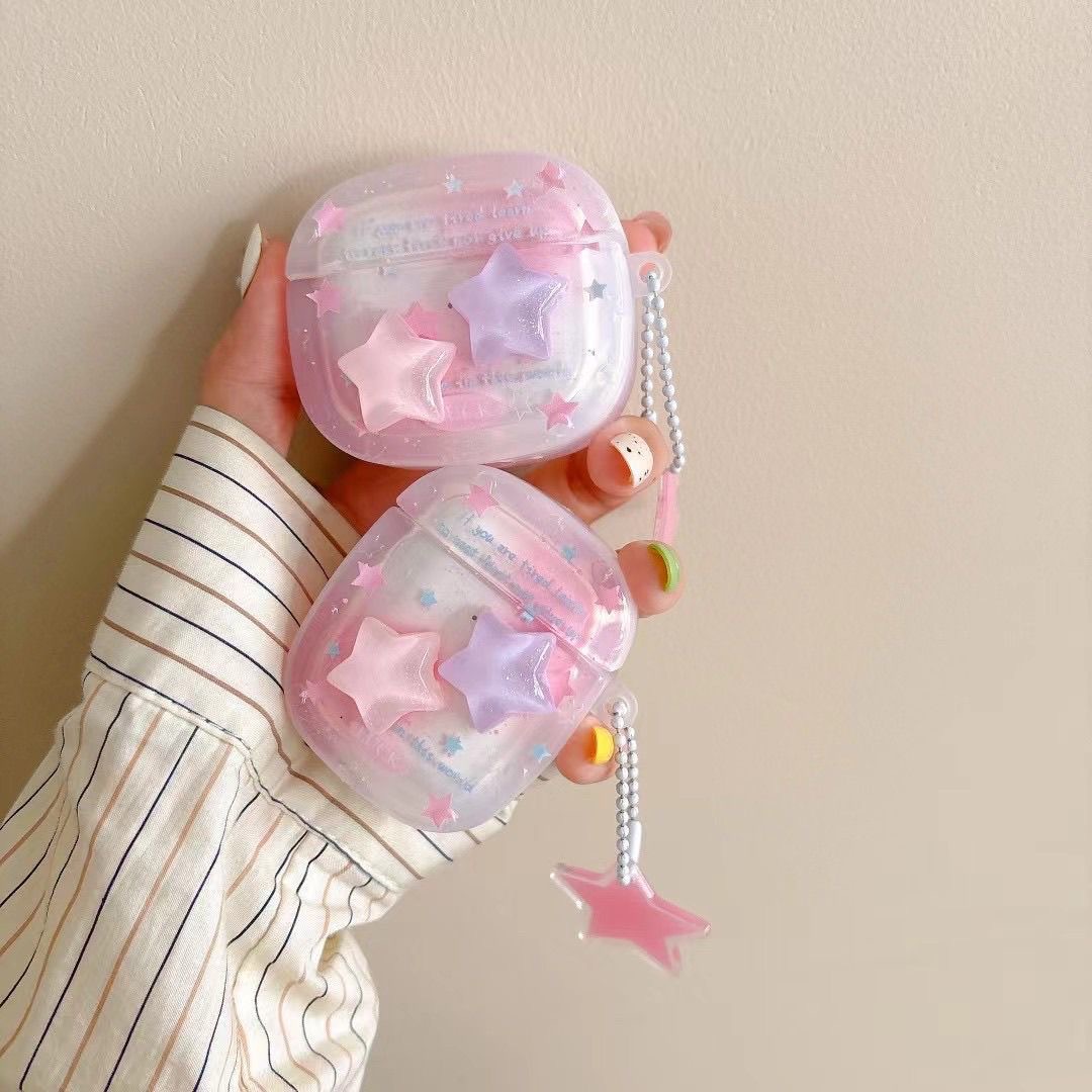 Estrellas de halo rosa para Apple AirPods4 auriculares cubierta aipods Pro3 generación cubierta a prueba de caídas