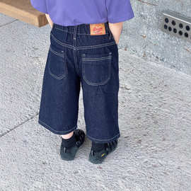 2025夏季新款儿童牛仔七分裤原创百搭宽松牛仔中裤松紧腰休闲裤