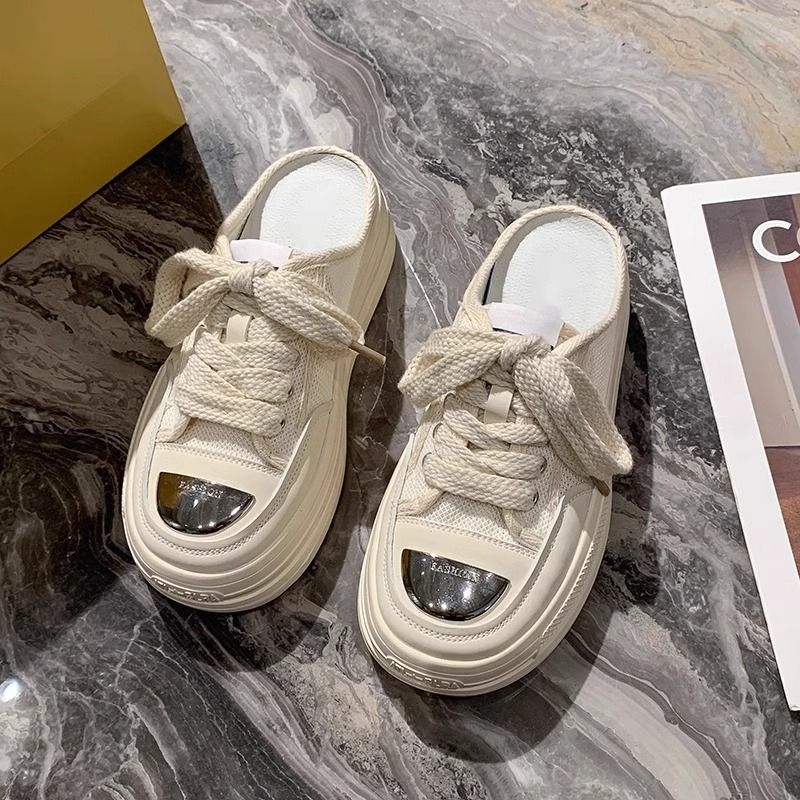 Red grasa media zapatillas para usar fuera de verano mujeres 2024 nueva red transpirable zapatillas casuales blancas frías