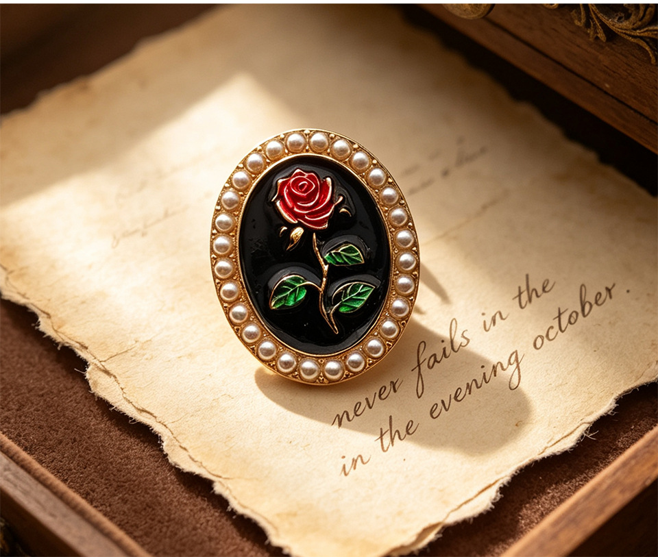 Vintage Pearl Rim Brooch Flower Rhinestone Celebrity Style Enamel Pin Women's Cheongsam Pressed Break Corsage Coat Accessories