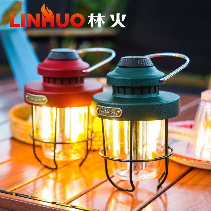 Nuevo retro camping lámpara LED linterna tienda de la lámpara linterna portátil recargable lámpara portátil multifuncional lámpara de camping