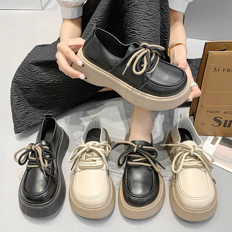 Увеличенные лоферы на толстой подошве в британском стиле, женские весна и осень 2022, новые тонкие маленькие кожаные туфли