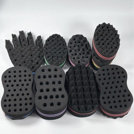 Eight-character sponge men's African black perm hair comb curly hair sponge comb gloves curly comb dirty braid comb styling comb steel