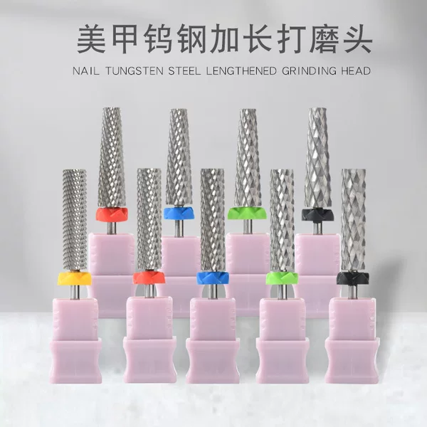 Cross-border extended grinding head tungsten steel cross-tooth quick nail removal grinding head five-in-one high quality grinding head