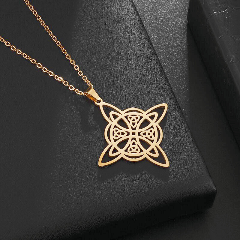 Party, Street Occasion Titanium Steel Material Hip-Hop Retro Witches Knot Titanium Steel Plating Unisex Pendant Necklace