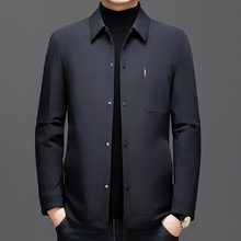 正品牌男士夹克翻领鹅绒内胆外套2025冬季中年加厚帅气保暖羽绒服