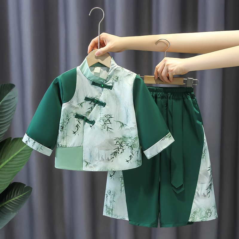 漢服兒童春裝新款男童國風時尚套裝女童唐裝春秋款古風飄逸表演服