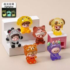 夜光彩绘动物泡泡创意树脂萌粒diy饰品桌面车载小摆件潮玩小公仔