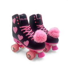 新款粉色爱心双排轮滑鞋初学者成年滑轮专业轴承速滑轮花样旱冰鞋