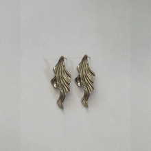 厂家直销不锈钢半成品长款流线型纹理欧美夸张长款几何耳钉