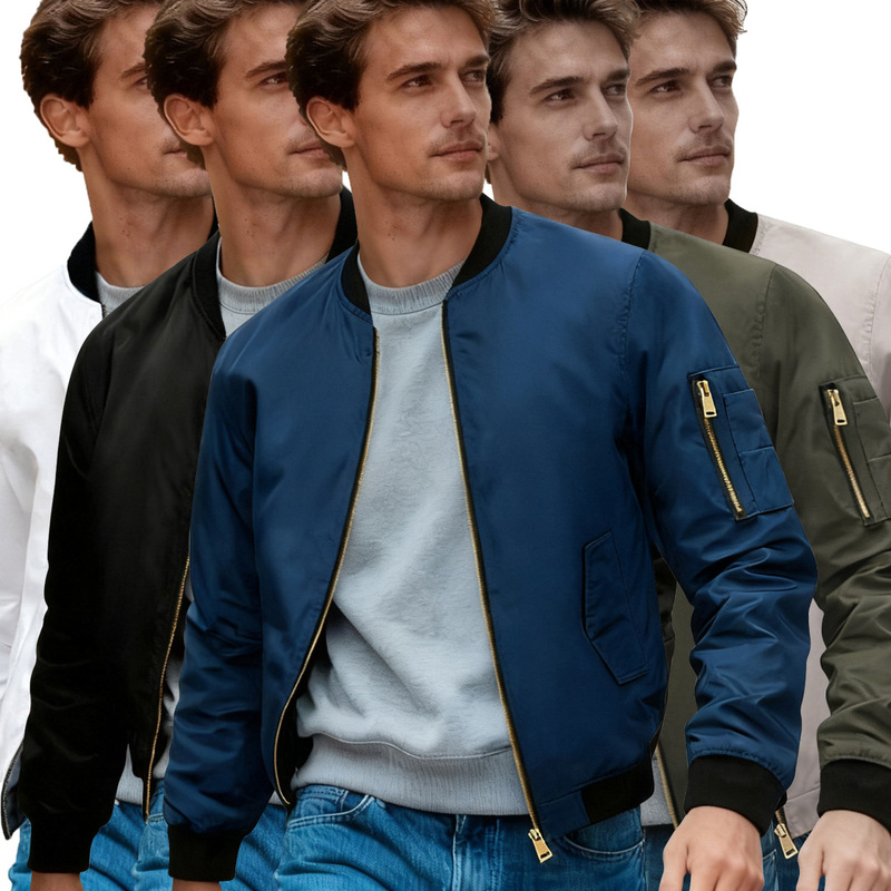COAT Baseball Collar Jacket Men's Loose Casual SHINE College Style Men's Autumn Coat Thin Baseball Suit