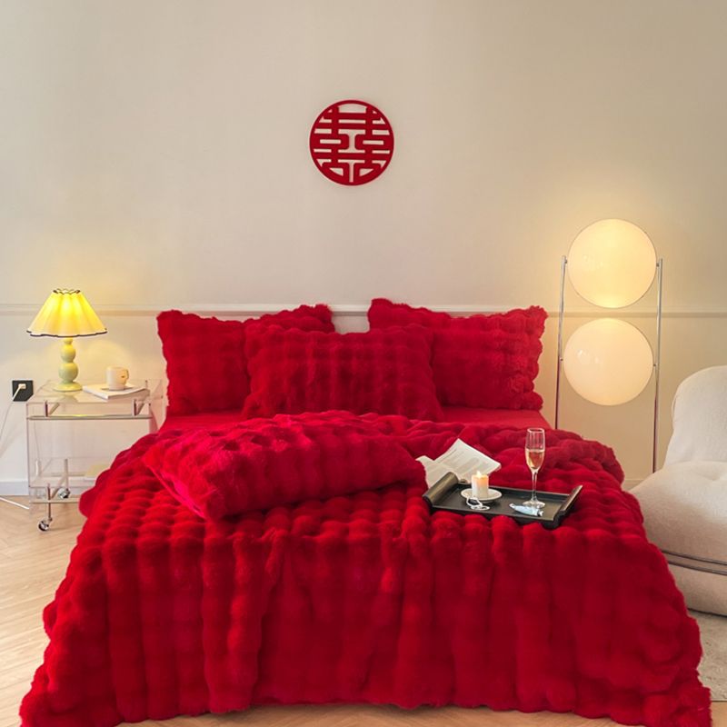 새로운 높은 무게 토끼 봉제 우유 벨벳 웨딩 더블 담요 큰 붉은 겨울 따뜻한 다기능 양모 담요