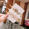 Brand fashionable hairgrip, bow tie from pearl, hairpins, set, Korean style, flowered, simple and elegant design