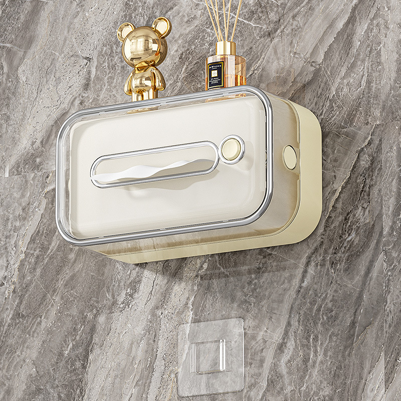 Caja de toallas de papel de lujo ligero la Mesa de café de la Sala de estar de sentido Superior acepta la Caja de toallas de papel, baño sin perforación, caja de toallas de papel colgada en la pared