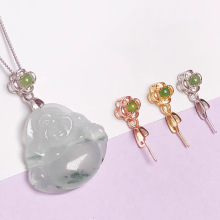 四叶草佛扣吊坠扣镶钻吊坠扣头翡翠玉坠水晶扣头瓜子扣项链挂件扣