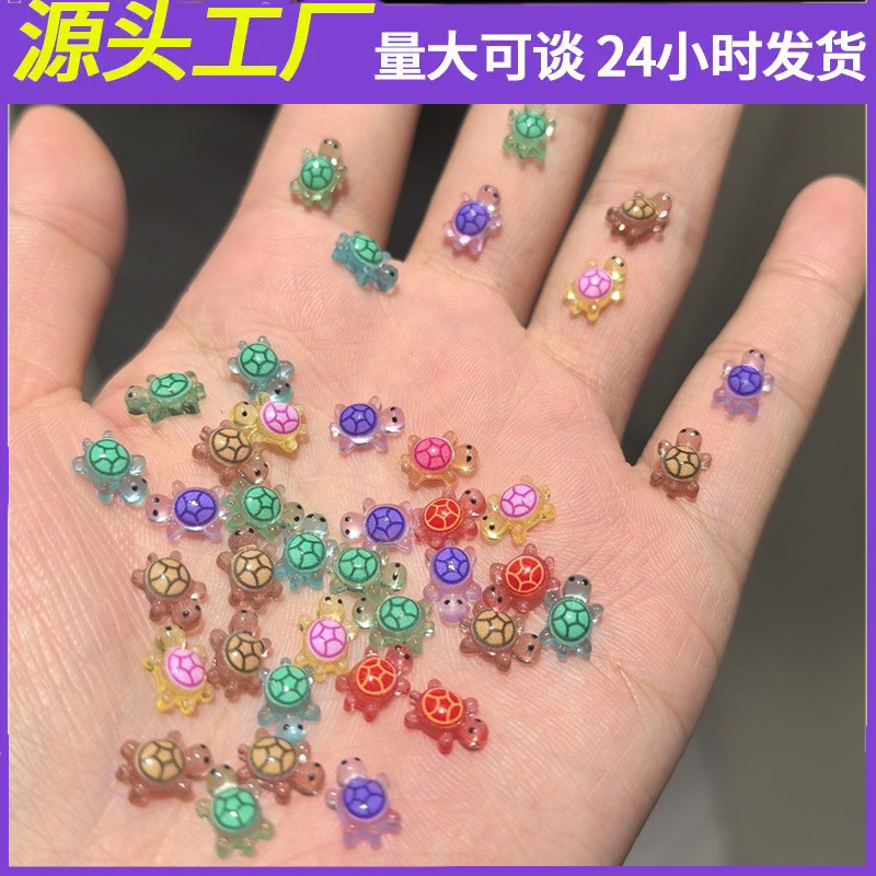 In-Stock Luminous Popular Resin Large Medium Mini Turtle Jewelry Cartoon Versatile Nail Accessories Factory Manicure